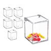 Hammont Clear Acrylic Box with Hinged Lid Small Plastic Organizer for Office, Desk, Makeup, Crafts, Cotton Balls, Jewelry & More | 2.5"x2.5"x3" (6 Pack) view 1