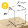 Hammont Clear Acrylic Box with Hinged Lid Small Plastic Organizer for Office, Desk, Makeup, Crafts, Cotton Balls, Jewelry & More | 2.5"x2.5"x3" (6 Pack) view 3