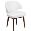 EMMA + OLIVER White LeatherSoft Side Reception Chair with Walnut Legs view 1