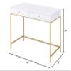 Acme Ottey Wooden Top Writing Desk with 2 Drawers in White High Gloss and Gold view 3