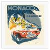 1952 Monaco Grand Prix - Race Cars - Vintage Car Racing Poster by B. Minne c.1952 - Fine Art Rolled Canvas Print 20in x 26in view 1