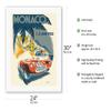 1952 Monaco Grand Prix - Race Cars - Vintage Car Racing Poster by B. Minne c.1952 - Fine Art Rolled Canvas Print 20in x 26in view 2