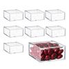 Hammont Clear Acrylic Box with Hinged Lid Small Plastic Organizer for Office, Desk, Makeup, Crafts, Cotton Balls, Jewelry & More | 2.5"x2.5"x1" (8 Pack) view 1