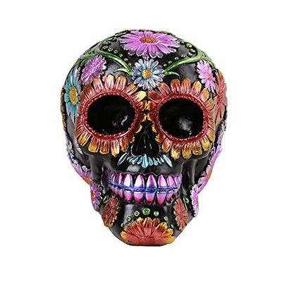 Pacific Giftware Day of The Dead Floral Skull Home Tabletop Decorative Resin Figurine