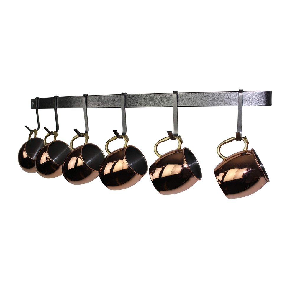 Enclume Curved Utensil Bar Mug Rack, 30" L, Hammered Steel