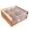HTB Acacia Wood Tea Bag Organizer Storage, Gift Box 6 Compartments Tea Chest Box with Acrylic Transparent Hinged Lid view 4