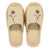 Senko 61662 Sway Slippers, One Size Fits Most, Beige, Flower, Embroidered, Washable Toilet Slippers view 1