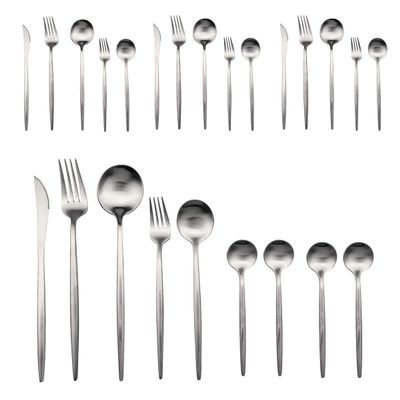 24 Pcs Luxury Silverware Set, 18/10 Stainless Steel Flatware Sets Mirror Kitcten Home Dinnerware Cutlery Set Tableware Utensil Set Service for 6 with Knife Spoon Fork