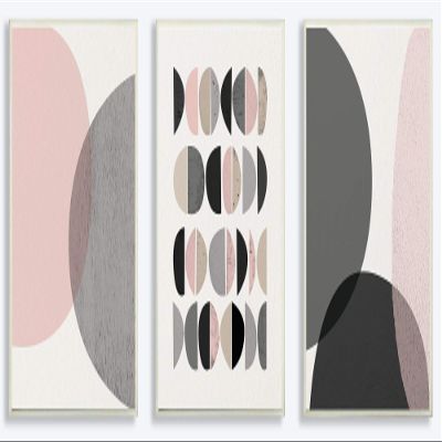 The Stupell Home Decor Mod Grey and Pink Overlapping Semi Circle Shapes Wall Plaque Art, 3pc, Each 10 x 15, Proudly Made in USA