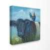 The Stupell Home Decor Blue Tinted Cow and Rooster Pasture Painting Canvas Wall Art, 24 x 24, Proudly Made in USA view 1
