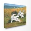 The Stupell Home Decor Two White Adirondack Chairs by Umbrella Beach Canvas Wall Art, 24 x 30, Proudly Made in USA view 1