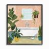 Stupell Industries Peach Bathroom Oasis Scene with Fiddle Leaf Plants Black Framed Wall Art, 11 x 14, Multi-Color view 1