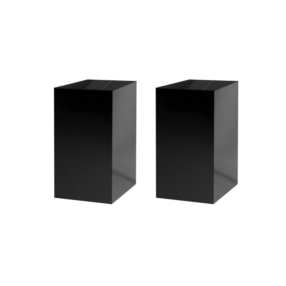 2 Pack Acrylic Display Riser Box Tall Black Acrylic Pillar Plinth 12" x 12 x 24 No Lids Hollow Pedestal 5 Sided Retail Merchandise Flower Tower Vertical Box Multi Use Product by Marketing Holders