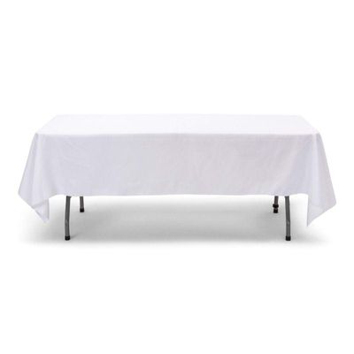 EventStable 60 x 126-Inch Rectangle White Tablecloth - 100% Polyester Washable Tablecloth for Wedding Party Dinner - Outdoor Camping Tablecloth for Picnic Table