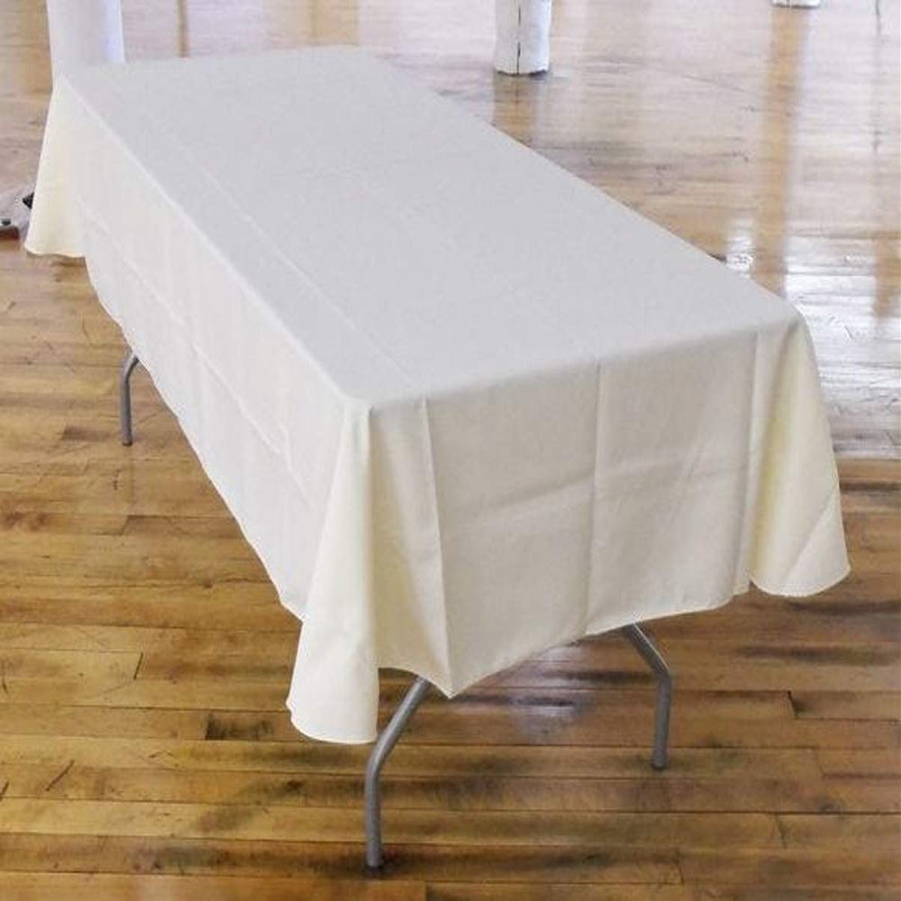 EventStable 60 x 126-Inch Rectangle Ivory Tablecloth - 100% Polyester Washable Tablecloth for Wedding Party Dinner - Outdoor Camping Tablecloth for Picnic Table