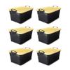 Life Story 6 Pack Heavy Duty Stackable Storage Bin, 55 Quart Home Organizer, Versatile Lightweight Locking Bins with Carrying Handles, Black/ Yellow view 1