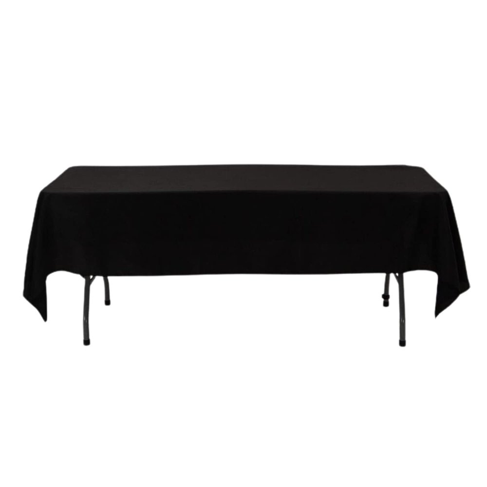 EventStable 60 x 126-Inch Rectangle Black Tablecloth - 100% Polyester Washable Tablecloth for Wedding Party Dinner - Outdoor Camping Tablecloth for Picnic Table