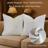 Silver Couch Throw Pillow Cover 1pc 20X20inch Ecru White Textural Linen Look Metallic Print Rhombus Wavy Geometric Decorative Pillowcase Christmas Sofa Bed Accent Cushion Toss Pillow Shell 50x50cm view 3