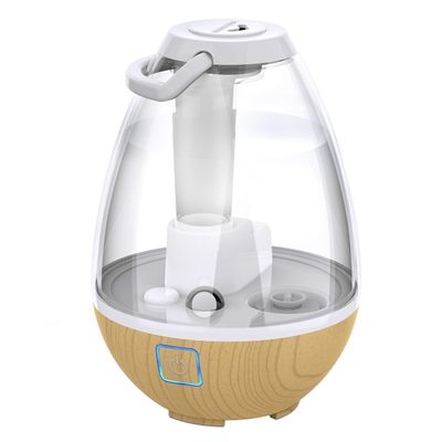 Sharper Image UHT1-SI Ultrasonic Cool Mist Humidifier, 0.4 Gallon (1.5L) Water Tank, 2 Settings, Auto Shut-Off, 360 Rotatable Nozzle, Illuminated Touch Control, LED Nightlight, Ash Woodgrain