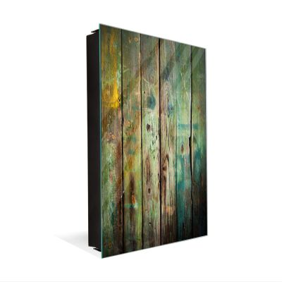 Concept Crystal Decorative Key Storage Cabinet with Glass White Board K10A: Old Wood