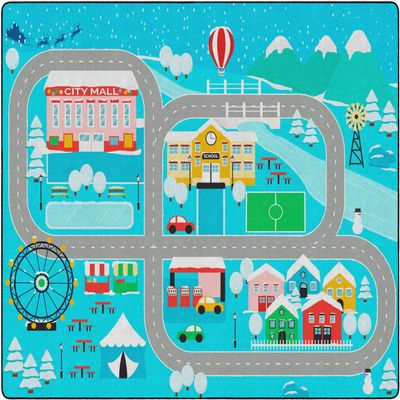 Flagship Carpet Colorful, Creative Snow Place Like Home Children Classroom Rug - Rectangle, 10'6 x 13'2