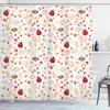Ambesonne Bee Shower Curtain, Autumn Themed Doodle Pattern with Bugs Plants Herbs Flower Mushroom in The Forest, Cloth Fabric Bathroom Decor Set with Hooks, 69" W x 84" L, Dark Peach Vermilion view 1