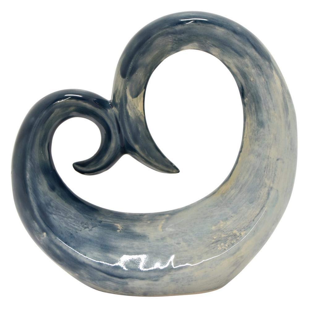 11.25 in. Ceramic Sculpture in Blue Beautiful abstract colors art piece