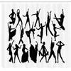 Ambesonne Black and White Shower Curtain, Dancers Silhouette Modern Latin Hip Hop Tango Jazz Ballroom Salsa, Cloth Fabric Bathroom Decor Set with Hooks, 69" W x 84" L, Black and White view 2