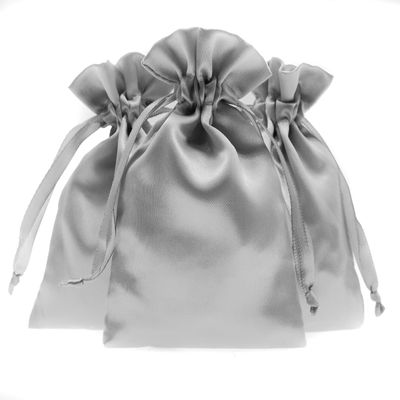 Knitial 6" x 9" Silver Satin Gift Bags, Jewelry Bags, Wedding Favor Drawstring Bags Baby Shower Christmas Gift Bags 50 per Pack