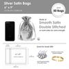 Knitial 6" x 9" Silver Satin Gift Bags, Jewelry Bags, Wedding Favor Drawstring Bags Baby Shower Christmas Gift Bags 50 per Pack view 4