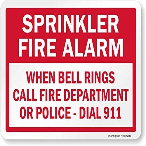 Isaric Sprinkler Fire Alarm, When Bell Rings Call Fire Department Or Police - Dial 911" Tin Sign Metal, 8x12 inchs