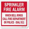 Isaric Sprinkler Fire Alarm, When Bell Rings Call Fire Department Or Police - Dial 911" Tin Sign Metal, 8x12 inchs view 1