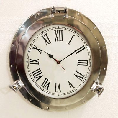 Antique Marine Brass Ship Porthole Clock Nautical Wall Clock Home Decorative (20" inches)