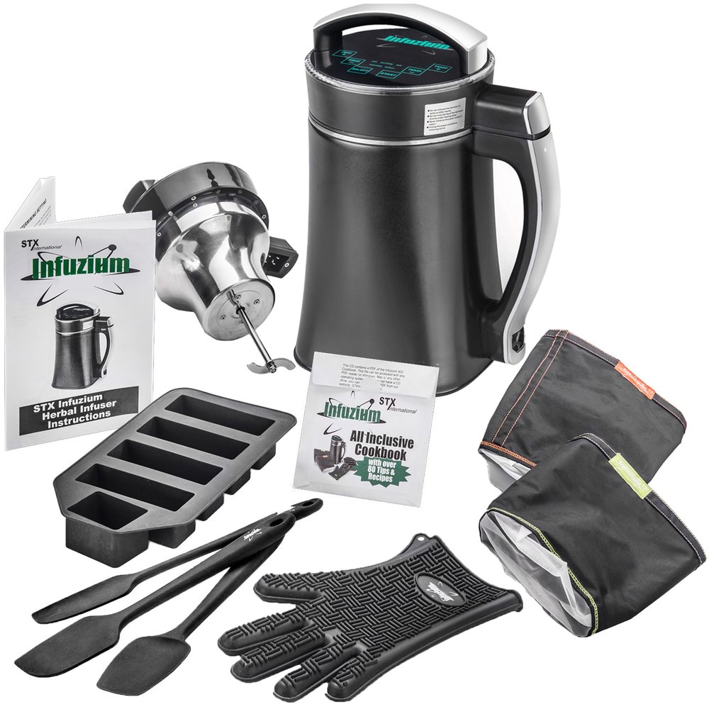 STX International Infuzium Butter-Oil-Tincture Infuser Maker Machine Complete Kit  2-10 Sticks Butter  2 Filters, 3 Silicone Spatulas, Silicone Glove & Butter Mold Plus our Infuzium 48 Page Cookbook