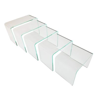 Clear Choice, Acrylic Riser Set of 5 Display Stand | Multipurpose Tabletop Shelving for Displaying Personal or Business Decor, Marketing Materials, Cupcakes | Stable (Glass Green)