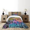 Ambesonne Urban Graffiti Bedspread Set, Hip Hop Design Graffiti Wall Urban Art Background Man Head Detail, 3 Piece Decorative Bedding Coverlet and 2 Pillow Shams, Twin Size, Purple view 2