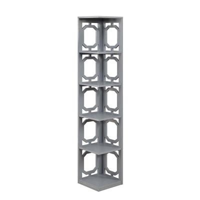 Convenience Concepts Omega 5 Tier Corner Bookcase, Gray