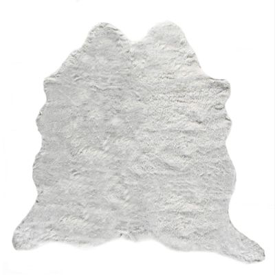 ( 5-1/4 ft x 7-1/2 ft ) Luxe Faux Fur Luxury Soft Premium Quality Fade Resistant Shed Free 100% Animal-Free Faux Cowhide Area Rug, Grey