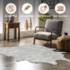 ( 5-1/4 ft x 7-1/2 ft ) Luxe Faux Fur Luxury Soft Premium Quality Fade Resistant Shed Free 100% Animal-Free Faux Cowhide Area Rug, Grey view 4