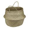 15" Brown Seagrass Wide Belly Wicker Basket with Handles view 2