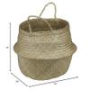 15" Brown Seagrass Wide Belly Wicker Basket with Handles view 4