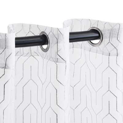 Superior Sheer Curtains, Curtains Perfect for Natural Light, Trellis Window Accents, Modern Contemporary Decor, Cormac Collection, Set of 2 Panels, 8 Grommets, 52" x 63", White