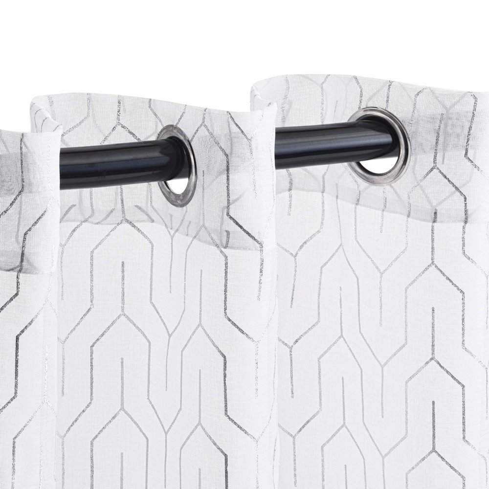 Superior Sheer Curtains, Curtains Perfect for Natural Light, Trellis Window Accents, Modern Contemporary Decor, Cormac Collection, Set of 2 Panels, 8 Grommets, 52" x 63", White