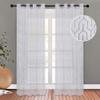 Superior Sheer Curtains, Curtains Perfect for Natural Light, Trellis Window Accents, Modern Contemporary Decor, Cormac Collection, Set of 2 Panels, 8 Grommets, 52" x 63", White view 3