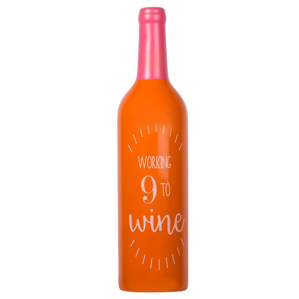 Truu Design, Cute Novelty Working 9 to Wine Ceramic Bottle Money Bank, 3 x 12 inches, Orange