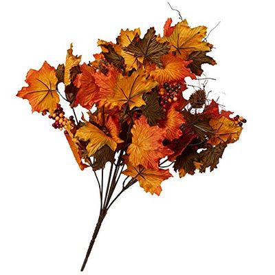 Factory Direct Craft Fall Artificial Maple Leaf Pinecone and Berry Bush