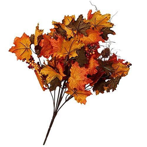 Factory Direct Craft Fall Artificial Maple Leaf Pinecone and Berry Bush