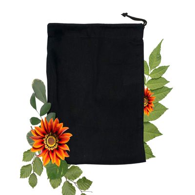 ecogreentextiles Cotton Drawstring Bags - Reusable Produce Bags Black (Pack of 200 - Size 4" X 6")