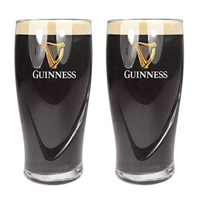 Guinness Official Merchandise Embossed Pint Beer Glass (Set of 2)