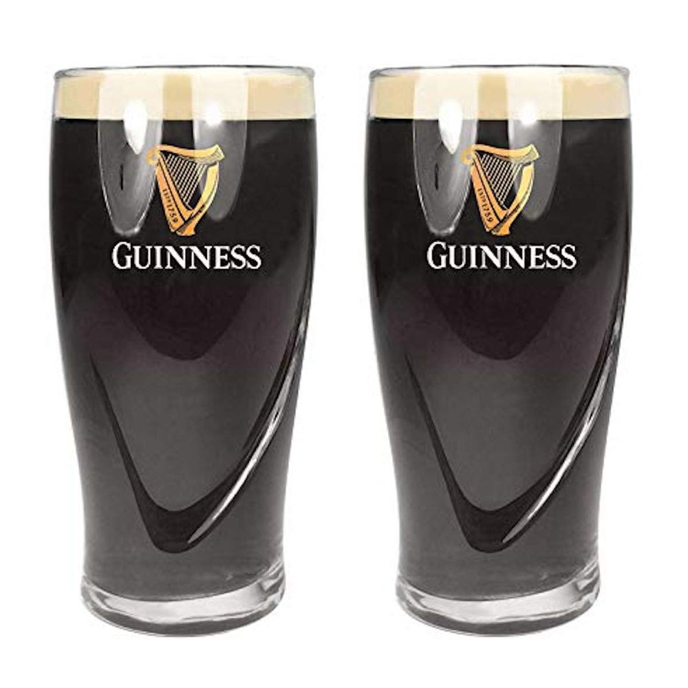 Guinness Official Merchandise Embossed Pint Beer Glass (Set of 2)